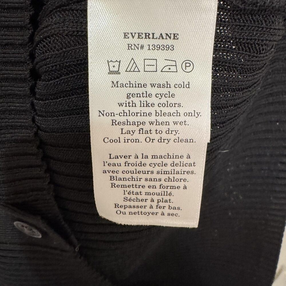 Everlane Black Ribbed Button-Up Cardigan - Picture 7 of 9